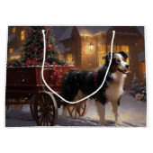 Border Collie Weihnachtsfeiertag Große Geschenktüte (Vorderseite)