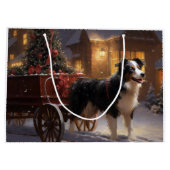 Border Collie Weihnachtsfeiertag Große Geschenktüte (Rückseite)