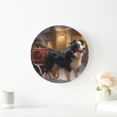 Border Collie Weihnachtsfeiertag Große Wanduhr (Zuhause)