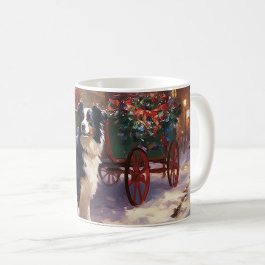 Border Collie Weihnachtsfeiertag Kaffeetasse (VorderseiteRechts)