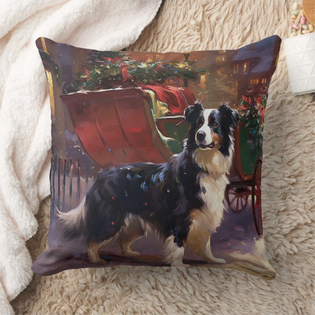 Border Collie Weihnachtsfeiertag Kissen (Decke)