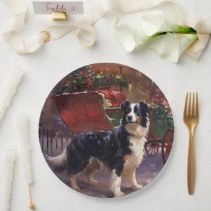 Border Collie Weihnachtsfeiertag Pappteller