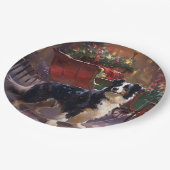 Border Collie Weihnachtsfeiertag Pappteller (Schrägansicht)