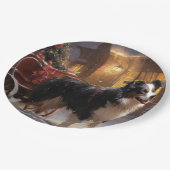 Border Collie Weihnachtsfeiertag Pappteller (Schrägansicht)