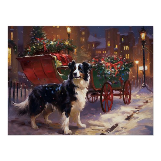 Border Collie Weihnachtsfeiertag Poster (Vorderseite)