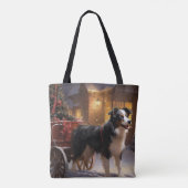 Border Collie Weihnachtsfeiertag Tasche (Rückseite)