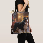 Border Collie Weihnachtsfeiertag Tasche (Von Nahem)
