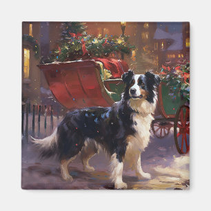 Border Collie Weihnachtsfest Saison Magnet