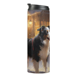 Border Collie Weihnachtsfest Saison Thermosbecher
