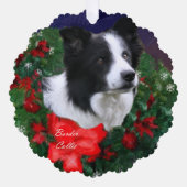 Border Collie Weihnachtsgrüße Ornament Karte (Vorderseite)