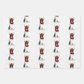 Border Collie Weihnachtshund und Western Kariert Geschenkpapier Set (Vorderseite 2)