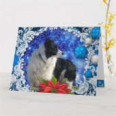 Border Collie Weihnachtskarte Karte (Gelbe Blume)