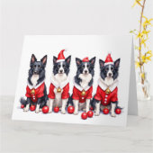 Border Collie Weihnachtskleid Santa Hut Karte (Gelbe Blume)