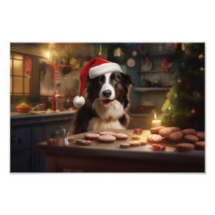 Border Collie Weihnachtskost Feiertag Fotodruck