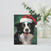 Border Collie Weihnachtsmalereien Feiertagskarte (Stehend Vorderseite)
