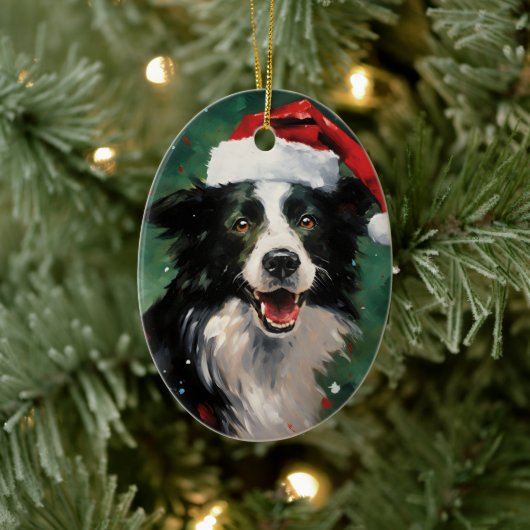 Border Collie Weihnachtsmalereien Keramik Ornament (Baum)