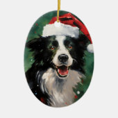 Border Collie Weihnachtsmalereien Keramik Ornament (Vorne)