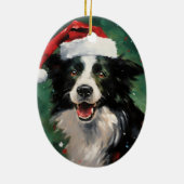 Border Collie Weihnachtsmalereien Keramik Ornament (Hinten)