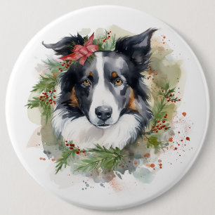 Border Collie Weihnachtsmann Festliche Jungfrau Button