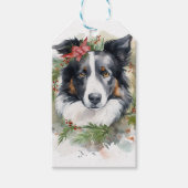 Border Collie Weihnachtsmann Festliche Jungfrau Geschenkanhänger (Vorderseite)
