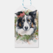 Border Collie Weihnachtsmann Festliche Jungfrau Geschenkanhänger (Rückseite)