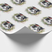 Border Collie Weihnachtsmann Festliche Jungfrau Geschenkpapier (Ecke)