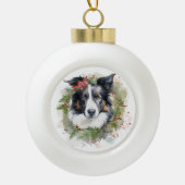 Border Collie Weihnachtsmann Festliche Jungfrau Keramik Kugel-Ornament (Vorderseite)