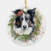 Border Collie Weihnachtsmann Festliche Jungfrau Keramik Ornament (Vorne)