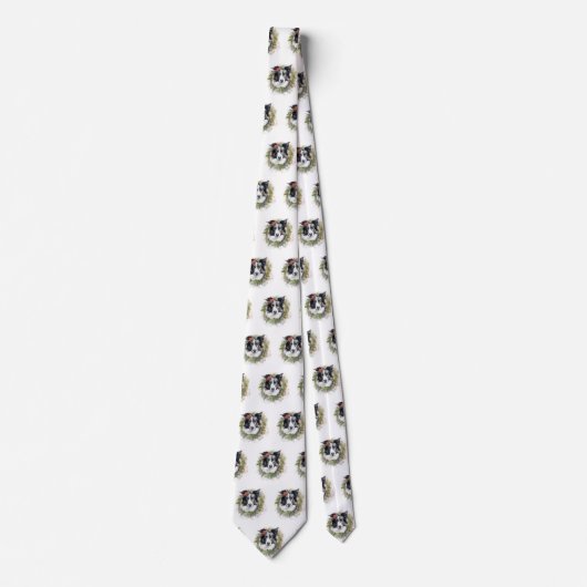 Border Collie Weihnachtsmann Festliche Jungfrau Krawatte (Vorderseite)