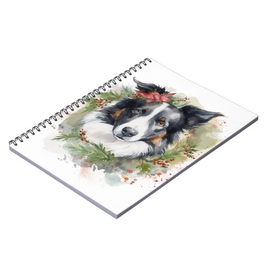 Border Collie Weihnachtsmann Festliche Jungfrau Notizblock (Linke Seite)