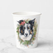 Border Collie Weihnachtsmann Festliche Jungfrau Pappbecher (Rückseite)