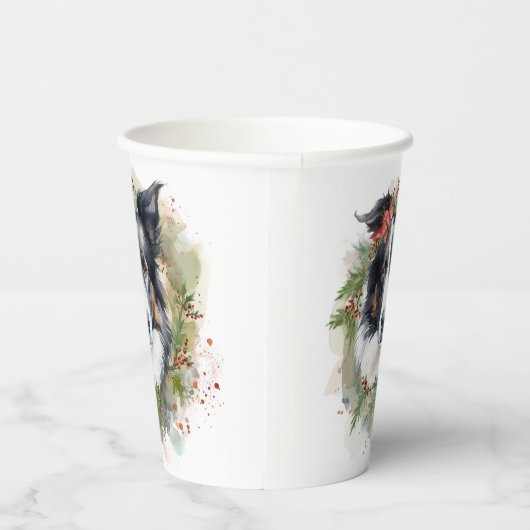 Border Collie Weihnachtsmann Festliche Jungfrau Pappbecher (Rechts)