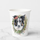 Border Collie Weihnachtsmann Festliche Jungfrau Pappbecher (Vorderseite)