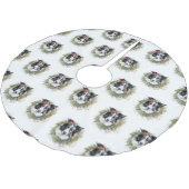 Border Collie Weihnachtsmann Festliche Jungfrau Polyester Weihnachtsbaumdecke (Schrägansicht)