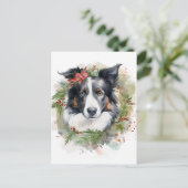 Border Collie Weihnachtsmann Festliche Jungfrau Postkarte (Stehend Vorderseite)