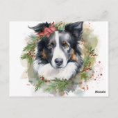 Border Collie Weihnachtsmann Festliche Jungfrau Postkarte (Rückseite)