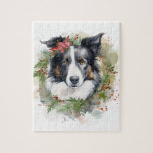 Border Collie Weihnachtsmann Festliche Jungfrau Puzzle