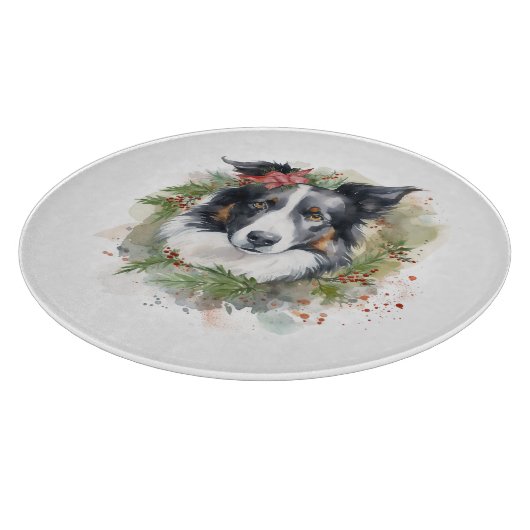 Border Collie Weihnachtsmann Festliche Jungfrau Schneidebrett (Ecke)