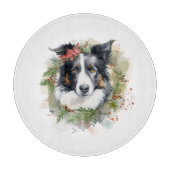 Border Collie Weihnachtsmann Festliche Jungfrau Schneidebrett (Vorderseite)