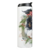 Border Collie Weihnachtsmann Festliche Jungfrau Thermosbecher (Nach links gedreht)
