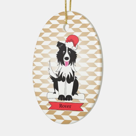 Border Collie Weihnachtsmann Ornament (Links)