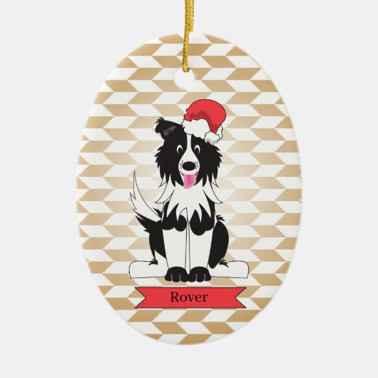 Border Collie Weihnachtsmann Ornament (Vorne)
