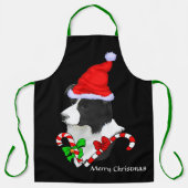 Border Collie Weihnachtsmannmütze Weihnachten Schürze (Vorderseite)