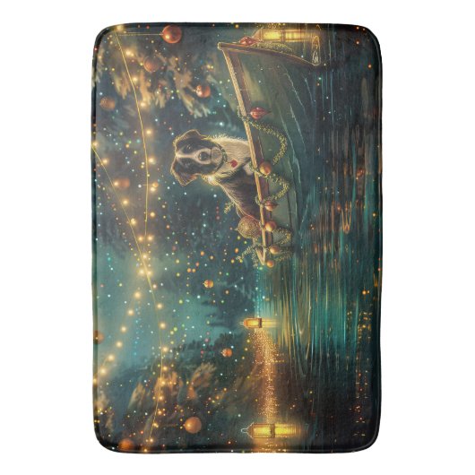 Border Collie Weihnachtsreise Badematte (Vorderseite Vertikal)