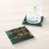 Border Collie Weihnachtsreise Glasuntersetzer (Schrägansicht)