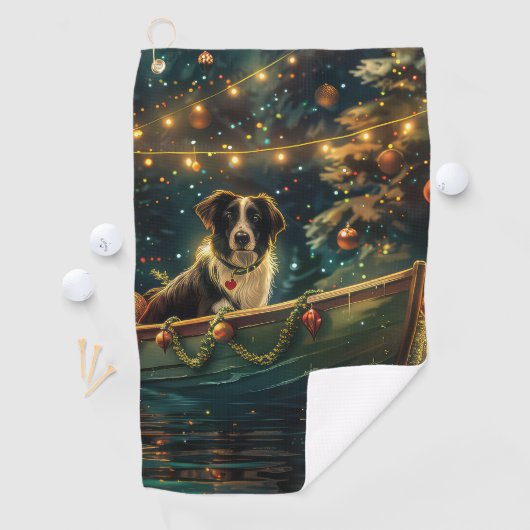 Border Collie Weihnachtsreise Golfhandtuch (Insitu)