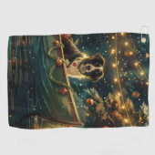 Border Collie Weihnachtsreise Golfhandtuch (Horizontal)