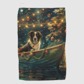 Border Collie Weihnachtsreise Golfhandtuch (Vorderseite)