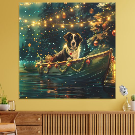 Border Collie Weihnachtsreise Leinwanddruck (Insitu (Wohnzimmer))