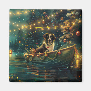 Border Collie Weihnachtsreise Magnet